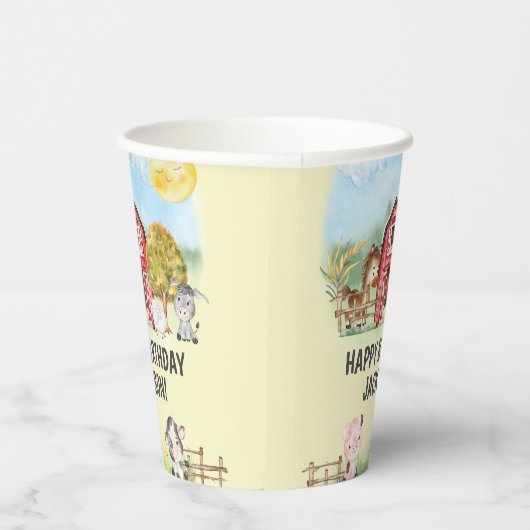 Boerderij Dierenschuur Theme 2e Verjaardag Papieren Bekers (Rechts)