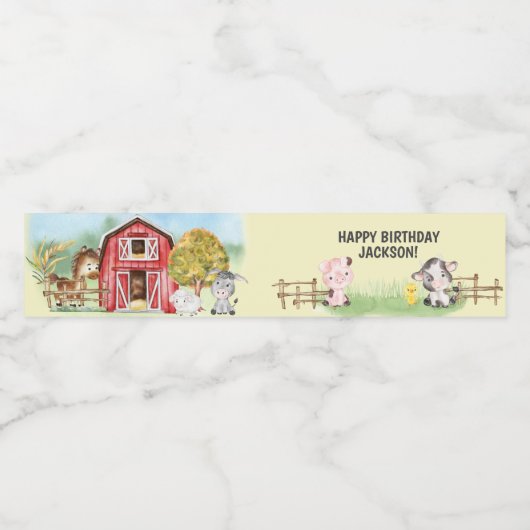 Boerderij Dierenschuur Theme 2e Verjaardag Waterfles Etiket (Enkel label)