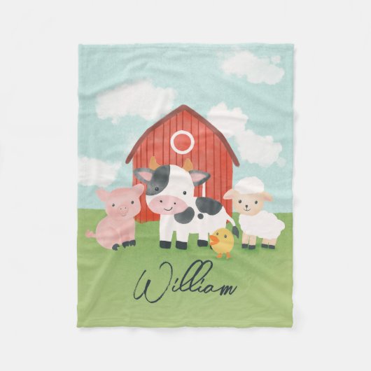 Boerderij Dierentuin Kinderen Fleece Deken (Voorkant)