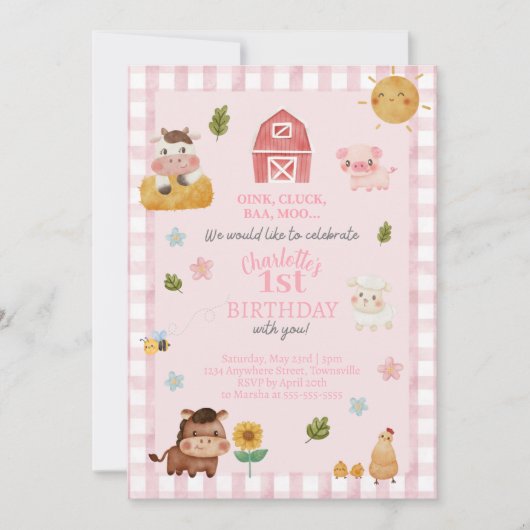 Boerderij Dierenverjaardagsuitnodiging | 1e verjaa Save The Date (Voorkant)