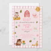 Boerderij Dierenverjaardagsuitnodiging | 1e verjaa Save The Date (Voorkant / Achterkant)