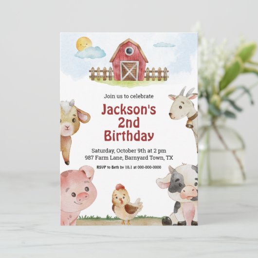 Boerderij Dierenverjaardagsuitnodiging Kaart (Staand voorkant)
