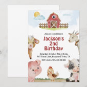 Boerderij Dierenverjaardagsuitnodiging Kaart (Voorkant / Achterkant)