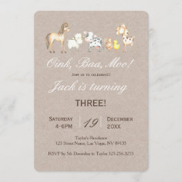 Boerderij Dierenverjaardagsuitnodiging Kaart