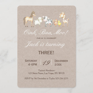 Boerderij Dierenverjaardagsuitnodiging Kaart