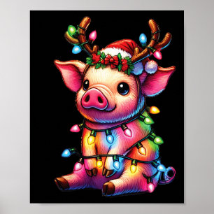 Boerderij Dierenvrienden Varken dragen kerstmuts Poster