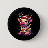 Boerderij Dierenvrienden Varken dragen kerstmuts Ronde Button 5,7 Cm (Voorkant)