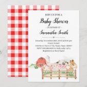 Boerderij Dierlijk Baby shower Landdieren Kaart (Voorkant / Achterkant)