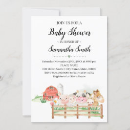 Boerderij Dierlijk Baby shower Landdieren Kaart
