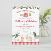 Boerderij dierlijk groen 1e verjaardag kaart (Staand voorkant)