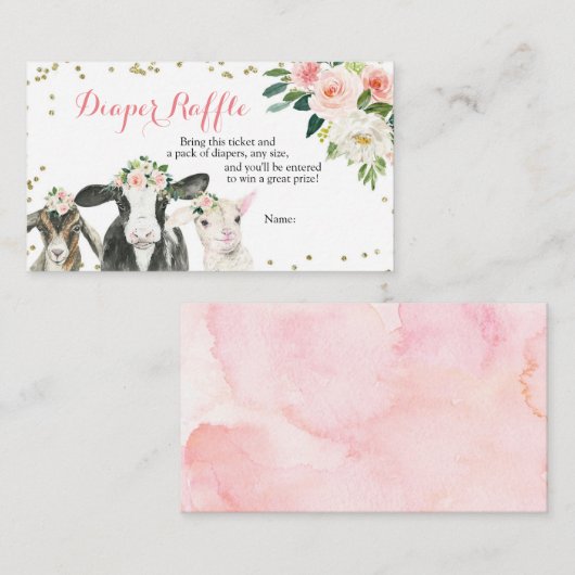 Boerderij dierlijk meisje Luierspoelbehuizing C Informatiekaartje (Voorkant / Achterkant)