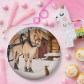 Boerderij dierlijk praatpaard en konijnen papieren bordje (Feest)