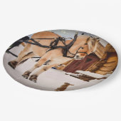 Boerderij dierlijk praatpaard en konijnen papieren bordje (Gekanteld)