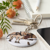 Boerderij dierlijk praatpaard en konijnen sleutelhanger (Zijkant)