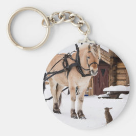 Boerderij dierlijk praatpaard en konijnen sleutelhanger