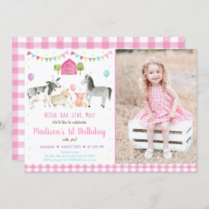 Boerderij dierlijk roze goudballon kaart