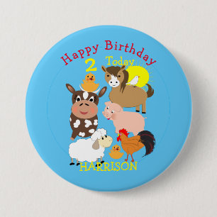 Boerderij Dierlijke Gedekte Kinderen Birthday Part Ronde Button 7,6 Cm