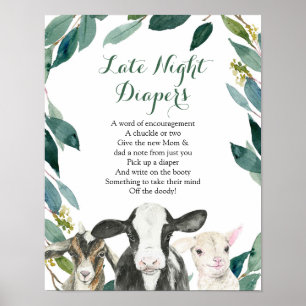 Boerderij Dierlijke Greenery Boy Late Night Diaper Poster