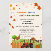 Boerderij Dierlijke herfst Pompoen Jongen Eerste V Kaart (Voorkant / Achterkant)