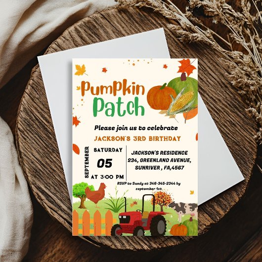 Boerderij Dierlijke herfst Pompoen Jongen Eerste V Kaart