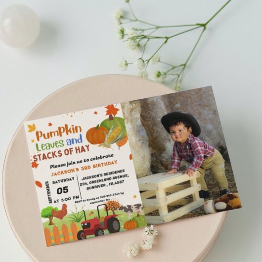 Boerderij Dierlijke herfst Pompoen Jongen Eerste V Kaart