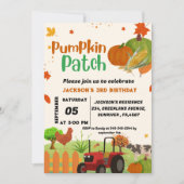 Boerderij Dierlijke herfst Pompoen Jongen Eerste V Kaart (Voorkant)