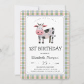 Boerderij Dierlijke Koe Gingham Kaart (Voorkant)