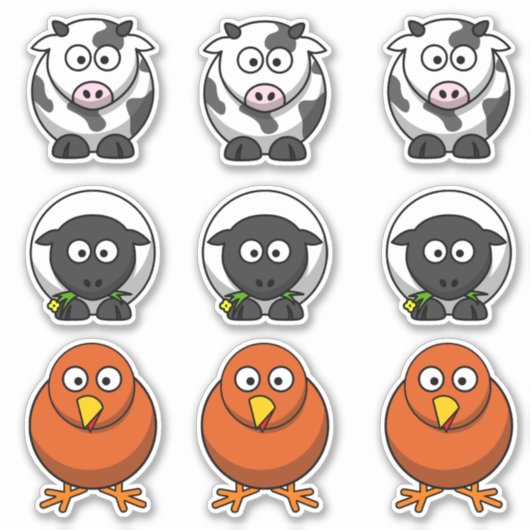 Boerderij Dierlijke Koe, Schaap, Chick Barnyard Ca Sticker (Voorkant)