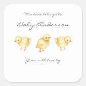 Boerderij Dierlijke kuikens baby shower Bookplaat Vierkante Sticker (Voorkant)