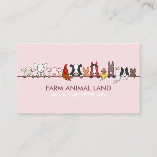 Boerderij Dierlijke Roze Visitekaartje (Voorkant)