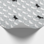 Boerderij dierlijke schapen zwart-wit grijs omhuls cadeaupapier (Hoek)