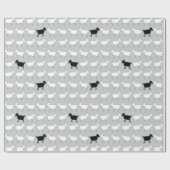 Boerderij dierlijke schapen zwart-wit grijs omhuls cadeaupapier (Vlak)