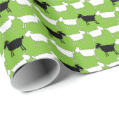 Boerderij dierlijke schapen zwarte en witte groene cadeaupapier (Rol Hoek)