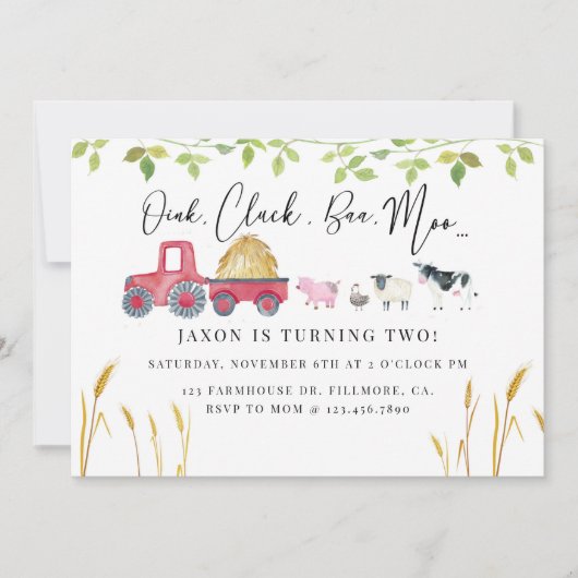 Boerderij dierlijke verjaardag, Barnyard party, Bo Kaart (Voorkant)