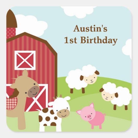 Boerderij Dierlijke Verjaardag Stickers (Voorkant)