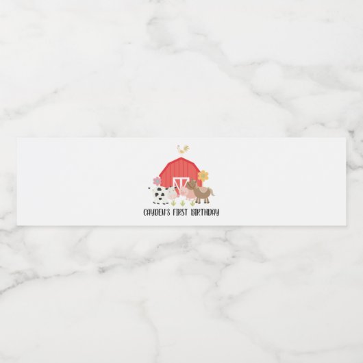 Boerderij Dierlijke Verjaardagspartij Waterfleseti Waterfles Etiket (Enkel label)