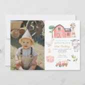 Boerderij Dierlijke Waterverf Leuke Verjaardag Kaart (Voorkant)