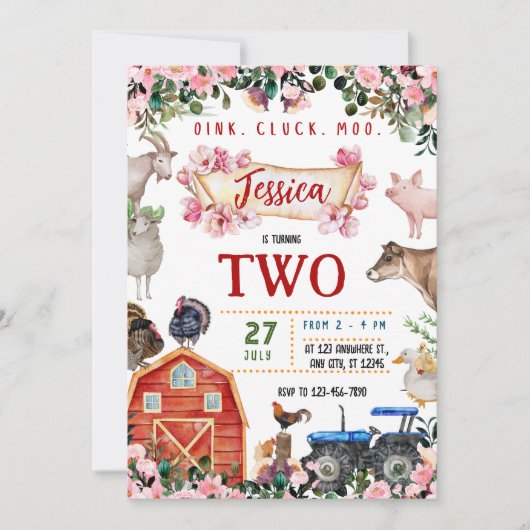 Boerderij dierverjaardag uitnodiging (Voorkant)