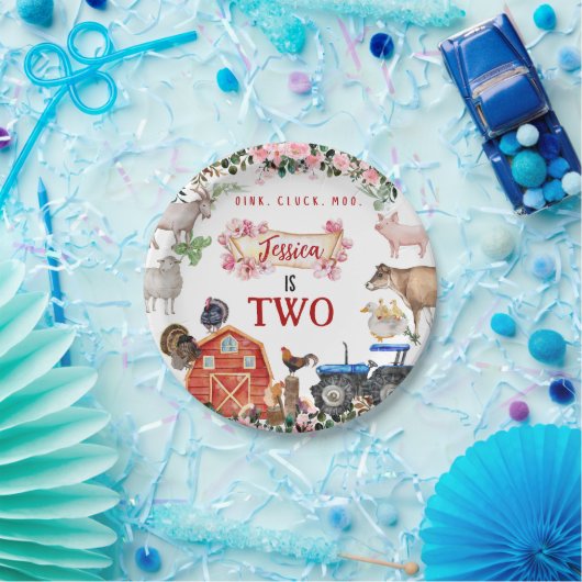 Boerderij dierverjaardag uitnodiging papieren bordje (Feest)