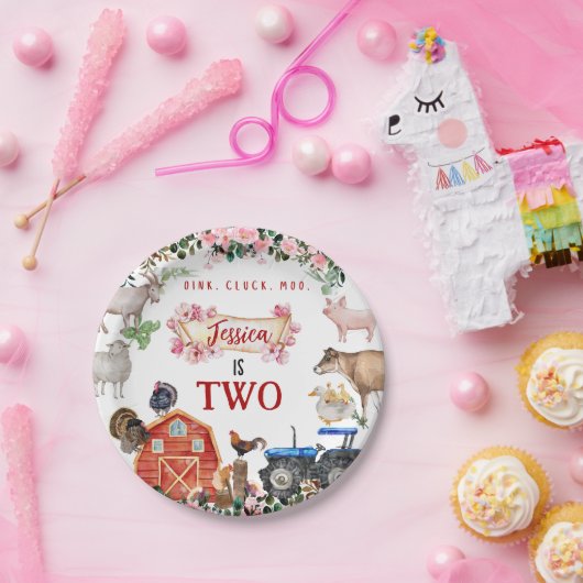 Boerderij dierverjaardag uitnodiging papieren bordje (Feest)