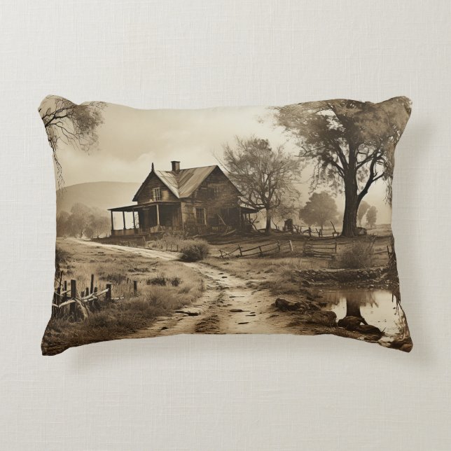  boerderij Dirt Road Picket Fence Toile Accent Kussen (Voorkant)