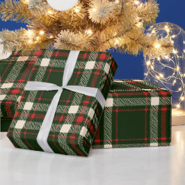 Boerderij  donkergroen rood crème plaid schattig cadeaupapier