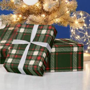 Boerderij donkergroen rood crème plaid schattig cadeaupapier
