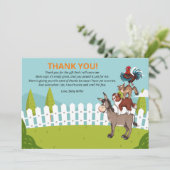 Boerderij Donkey Baby shower Dank je wel Bedankkaart (Staand voorkant)