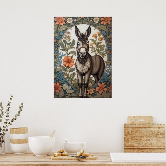 Boerderij Donkey William Morris geïnspireerd Poster (Keuken)