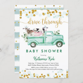 Boerderij drive through Baby shower Kaart