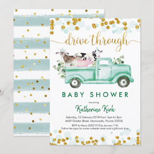 Boerderij drive through Baby shower Kaart