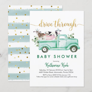 Boerderij drive through Baby shower Kaart