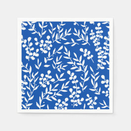 Boerderij eenvoudige bloemmotief op blauw servet