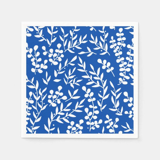 Boerderij eenvoudige bloemmotief op blauw servet (Voorkant)